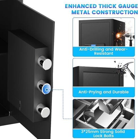 مربع آمن ، 3.0 CUFT Home Safe مع حقيبة مقاومة للماء مقاوم للماء ، مربع آمن للأمان الرقمي المضاد للسرقة مع نظام تنبيه ذكي ، رف قابل للإزالة ، وظيفة كتم ، صندوق آمن للوثائق الشخصية للمجوهرات المال in Kuwait