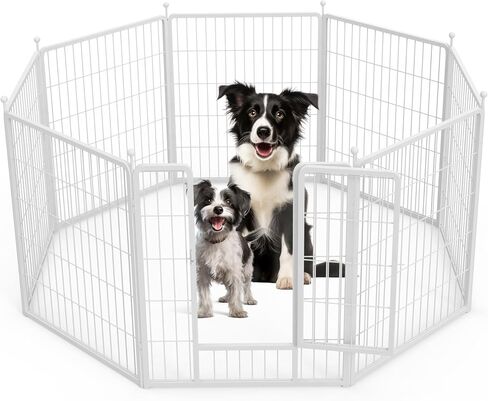 Dog Playpen 32 Inch 8 Panels, Heavy Duty Metal Pet Playpen Indoor Outdoor for Camping, Yard, RV, Garden Fence, Privacy Patio, Black in Saudi Arabia