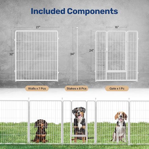 Dog Playpen 32 Inch 8 Panels, Heavy Duty Metal Pet Playpen Indoor Outdoor for Camping, Yard, RV, Garden Fence, Privacy Patio, Black in Saudi Arabia
