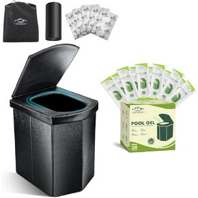 Sckee Portable Toilet و 30pack Poo Gel للمرحاض المحمول