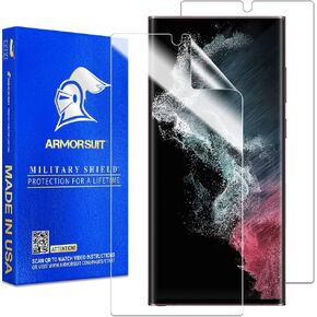 Armorsuit [2 Pack] حامي شاشة MilitaryShield مصمم ل Samsung Galaxy S22 Ultra 6.8 "ودية (الإصدار 2022) مضاد لـ Bubble HD Clear - صنع في الولايات المتحدة الأمريكية in Kuwait