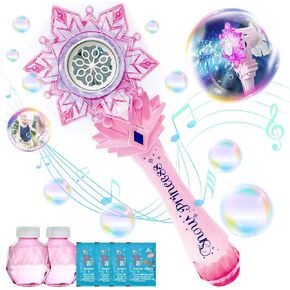 BELLOCHIDDO Bubble Machine - Princess Magic Bubble Wand Frozen Toys for Girls, Music & Light Up Bubble Gun, Automatic Bubble Blower - Outdoor Fun Bubble Toys, Birthday Gifts for Kids
