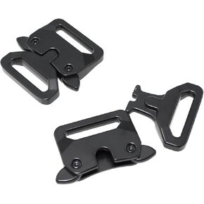 Maxmoral 2PCS 41x35mm Black Metal Buckle Parachute Cord Bracelet Clasp Quick Side Opening Clasps DIY Necklace Bag Accessories Tactical Buckle Bag Shoulder Strap Buckle