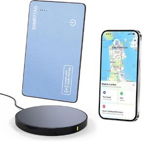 SMARTLB Wallet Tracker Card Like Apple Airtag Airtags Air Tag for Apple Find My(iOS Only)，Thin Wallet Finder with Wireless Charger,Item Locator for Wallet, Luggage, and More (Black, Card)