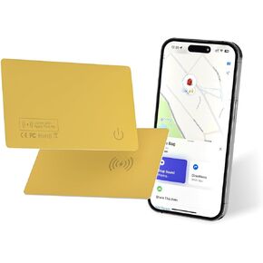 Wallet Tracker Card Yellow, Rechargeable Thin Finder, Works with Apple Find My (iOS Only), Item Locator for Luggage Tags, Passports, Phone