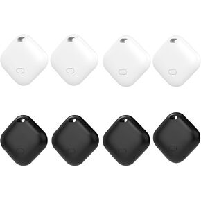 Item Finder 8 Pack Works with Apple Find My (iOS Only), Waterproof, Replaceable Battery, Lost Mode, Smart Key Finder Locator for Bags, Suitcases, Pet, 4 Pack White & 4 Pack Black