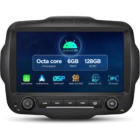 XTRONS Android 14 Car Stereo for Jeep Renegade, Octa Core 6+128GB Car Radio, 9 Inch QLED Touch Screen GPS Navigation Bluetooth Head Unit Built-in DSP Support 4G LTE Wireless CarPlay Android Auto