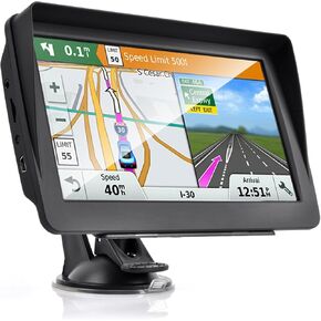 GPS Navigator for Car2025 Latest 7-inch HD Touch Screen Voice Turn Alert Speed Limit Red Light Alert Truck Car GPS Navigation with pre-Installed North American maps and Free Lifetime Updates.