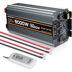 5000 watt Power Inverter DC 12V to AC 110V/120V Converter,10000w Peak.Comes with LCD Display,Wireless Controller, 4AC outlets,1USB.RV Inverter,Suitable for Camping,and Off-Grid Solar Inverter Systems