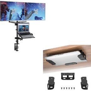 WALI Under Desk Laptop Mount, Storage Shelf Holder for Laptop, Tablet, Keyboard and Other Devices, 3 Parts Design Prevents Device from Sliding