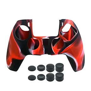 PS5 Skins Skins anti silicone cover cover case مقبض مقبض الغبار لـ PS5 PlayStation مع 8 قبضة الإبهام (أحمر)