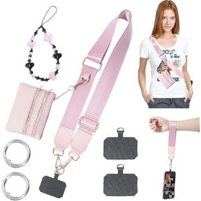 Clip and Go Phone Strap with Zippered Pouch,Phone Strap with Cellphone Chain Accessories