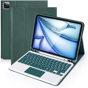 SOPPY Keyboard Case with Touchpad for iPad Air 11-inch (M3 2025 / M2 2024) & Air 5th/4th Gen & iPad Pro 11 inch (1st/2nd/3rd/4th Gen), Detachable Bluetooth Keyboard Cover, Rechargeable, Dark Green