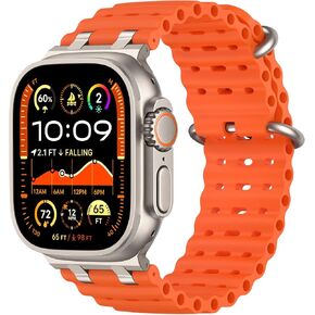 Ocean Sport Bands Compatible with Apple Watch Ultra 2/Ultra Band 49mm 46mm 45mm 44mm 42mm for Men Women, Metal Connector with Breathable Silicone Waterproof Strap for iWatch Series 10 9 8 7 SE 6 5 4 3
