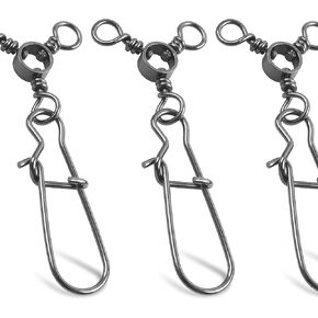 OROOTL 3 Way Snap Swivels Fishing Tackle, 50pcs Three Way Swivel with Duo Lock Snap Stainless Steel Cross Line Barrel Triple Swivels Snaps Connector for Saltwater Freshwater Fishing