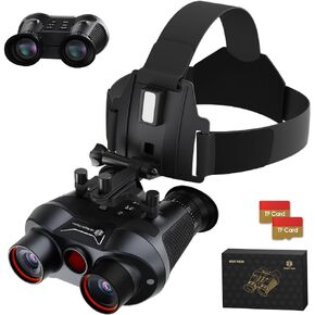 3D VR Night Vision Goggles - Rechargeable Head Mounted Binoculars, Built-in Giant Screen, 4K Video, 36MP Photos, 6X Digital Zoom, Includes 32GB TF Cards