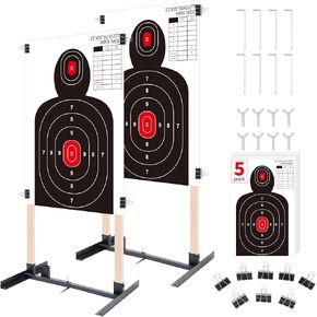 Rsgift Adjustable Shooting Target Stand Base,Durable Paper Target Holder with Stable Adjustable,Heavy Duty Shooting Base Set with Ground Nails (Wooden Stakes Not Included,2 Pack)