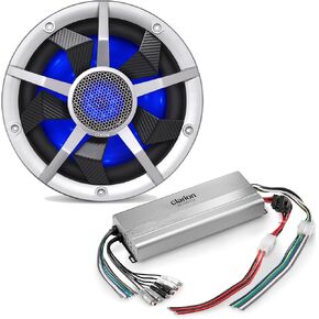 Clarion Marine RGB LED CM2513WL 10-inch Marine Subwoofer 250W RMS Power handling Dual 2 ohm and XC2510 Amplifier Bundle