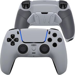 eXtremeRate LUNA Redesigned New Hope Gray Front Shell Touchpad Compatible with ps5 Controller BDM-010 020 030 040 050, Rubberized Grip 4 Back Buttons RISE4 Remap Kit for PS5 Controller BDM-010 BDM-020