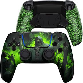 eXtremeRate Luna Redesigned Dark Carnival Front Shell Touchpad Compatible with ps5 Controller BDM-010 020 030 040 050, Programable 4 Back Buttons RISE4 Remap Kit for PS5 Controller BDM-010 BDM-020