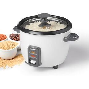 Starfrit Electric Rice Cooker - 6 Cups - Steamer Basket, Measuring Cup & Service Spoon - 300W - Makes Perfect Rice!