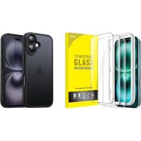 JETech iPhone 16 Plus Matte Case and Screen Protector Bundle