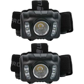 LUXPRO LP345V2 LED Headlamp - Bright 300 Lumen Head Lamp for Outdoors, Camping & Hiking - 6 Light Modes White, Green & Red Light - IPX4 Waterproof - Adjustable Headband - Batteries Included - 6 Pack