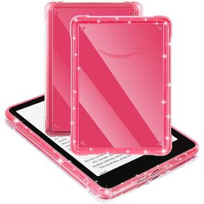 E NET-CASE 2 Pack Clear Case for All-New Kindle Paperwhite 12th Gen 2024 & Kindle Colorsoft Signature Edition 2024（7"） Slim & Lightweight, Scratch-Proof TPU+PC Back Cover, Clear & Clear Glitter