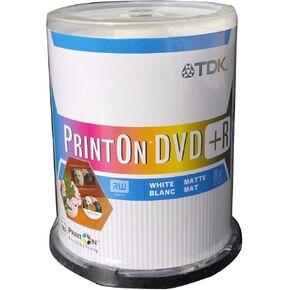 100 on spindle pack TDK Print On DVD R 8x 4.7 GB single sided white matte