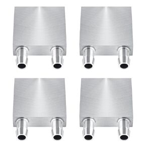 40 x 40mm Aluminum Water Cooling Block, Kalolary Liquid Water Cooler Silver Endothermic Head Plate Heat Sink CPU Cooling System for CPU Graphics Radiator Heatsink Cooled Exchanger (4 Pack)