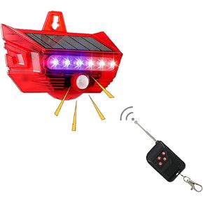 Solar Outdoor Motion Sensor Alarm-129db Loud Siren Lamp Noise Maker, 4 Working Modes Strobe Light with Remote，Suitable for Farms, Villas, Orchards, Tea Gardens, Villas, Factory