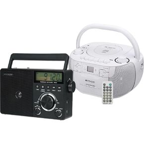 Retekess TR621 CD and Cassette Player Combo TR635 Portable Shortwave Radio, AM FM Digital Radio, Backlight LCD Display, ATS, External Antenna Socket, 3.5mm Earphone Jack, Time Setting, Battery Operate