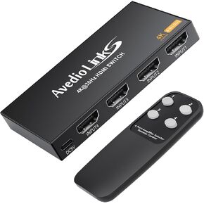 4K HDMI Switch 3 in 1 Out, 4K@30Hz HDMI Switcher With Remote, avedio links 3-Port HDMI Selector Switch Support Ultra HD, 1080P, 3D, HDCP1.4, Auto-Switching, Compatible with PS5/4, Xbox, Fire Stick, PC