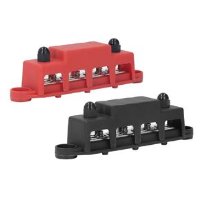 Bus Bar Power Distribution Block 2Pcs M8 Terminal Studs Power Block, 4 Terminal Bus Bar DC 48V 250A for RV Automobile Boat, Terminal Block 4 Studs Junction Block with Cover