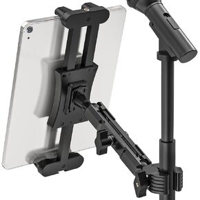 iPad Mic Stand Mount, 360° Rotation Tablet Holder for Microphone Music Stand with 5.9 Inch Metal Arm, Super C Clamp for iPad Mini/Air/Pro and All 4.7-13.5" Tablet & Smartphones