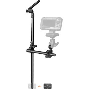Livescope Pole Mount for Kayak/Boat, Universal 360° Adjustable Rotating Transducer Pole Mount for Garmin/Lowrance, Drill-Down Base with 1.5'' Ball, Compatible with C Size Double Socket Arm