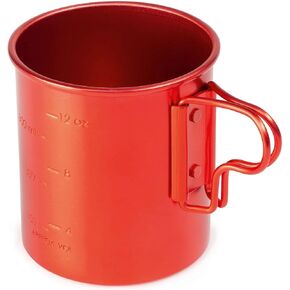 GSI Outdoors 43211 Bugaboo Camping Cup - Lightweight Anodized Aluminum Mug with Folding Handles, Hiking & Travel Gear, 14 fl. oz. - Red