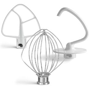 Attachments Accessories fit for Kitchenaid 4.5 QT Stand Mixer K45WW Wire Whip K45DH Dough Hook K45B Coated Flat Blade Paddle K45 K4SS K45SS KSM75 KSM90 KSM95 KSM100 KSM103 KSM110 KSM150PS prime&swift