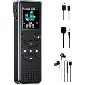 Digital Voice Recorder Voice Activated Recorder for Lectures, Meetings, Interviews - Sound Audio Recorder Dictaphone Recording Device with Playback,MP3 Player,Type C [64GB]