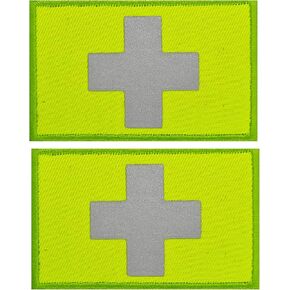 2pcs Reflective Safety Patches Hook and Loop Reflective Patch for Night Sports, Labor Wear, Rain Jackets, Hikers, Dog Vest, Firefighter Rescue Police（Strip-Shaped, Green）