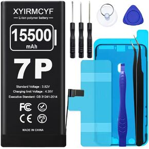 15500mAh Super Capacity Battery Compatible with iPhone 7 Plus, 0 Cycle Li-Polymer Replacement Battery for iPhone 7 Plus, with Professional Repair Tool Kit