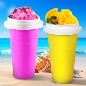 Slushy Cup - TIK TOK Quick Frozen Magic Slushie Cup, Double Layers Slushy Cups, DIY Homemade Silicone Squeeze Cooling Cup, Fasting Cooling Make & Serve Slushy Handy to Have In Summertime For Everyone
