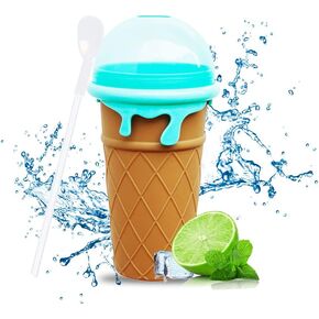 Color Land Slushy Cup (Large Capacity), TIK TOK Slushie Maker Cup Frozen Magic Squeeze Cup, Ice Cream Maker Cup, Cool Stuff Trending Tiktok Items Homemade DIY Cool Gadgets with Lid & Straw (BROWN)