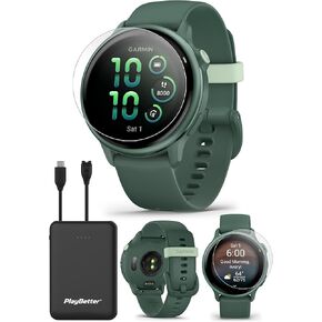 PlayBetter Garmin vivoactive 6 (Slate/Black) Fitness GPS Smartwatch Bundle - Bright AMOLED Health Watch, 11-Day Battery Life, Body Battery, Music Storage Screen Protectors & Portable Charger