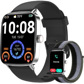 Smart Watch for Women Men, 2025 New Smartwatch (Answer/Make Call) for iPhone/Android, 1.85" HD 60+FPS Screen Fitness Tracker with 110+ Sport Modes, Sleep/Health Monitor, IP68 Waterproof, with 2 Bands