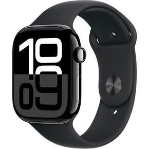 Apple Watch Series 10 [GPS + Cellular, 46mm] - Jet Black Aluminum Case with Black Sport Band, M/L (Renewed)