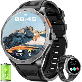 Military Smart Watch for Men 1.85" HD Ultra Screen Touch Screen 710mAh Battery Smart Watches for Android iOS （Bluetooth Call Answer/Dial Calls） Fitness Tracker with 100+ Sports