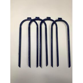 Ground Stakes Steel Rebar Stakes Tents Nails Heavy Duty Garden Stake Ground Anchor Pegs U Shaped Metal Fences Stake for Trampolines Camping Canopies Sheds Swing Sets, 10inch 4ge (4)