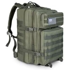 Tactical Backpack 45L Assault Pack Green Army Pack for Men 3 Day Molle Bug Out Bag Outdoor Camping Hiking Daypack Military Assault Large Rucksack without Bottle Holder