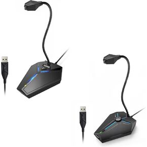 CMTECK USB Computer Microphone, Plug &Play Desktop Omnidirectional Condenser PC Laptop Mic, Mute Button with LED Indicator, Compatible with Windows/Mac, Ideal for YouTube, Skype, Recording, Games